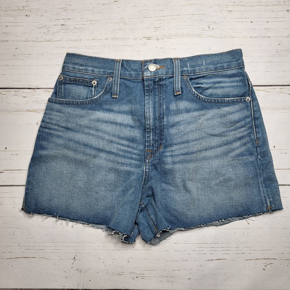 Madewell Perfect Jean Shorts Raw Hem High Rise Cutoffs Medium Bowman Wash 27